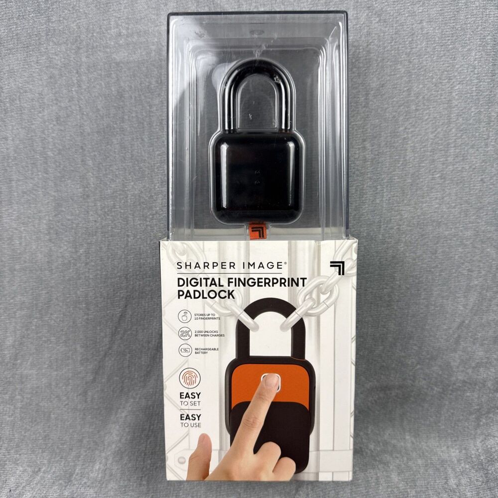 Sharper Image Fingerprint Digital Smart Padlock for Locker Bike Door Gate Home